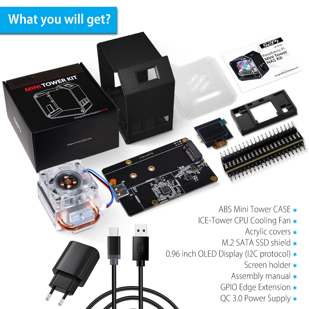 GeeekPi Kit NAS Mini Torre para Raspberry Pi 4, Pi 4 Ice Tower